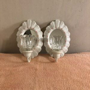 Vintage 1970’s Mirrored Wall Sconce Votive or Tealight Set